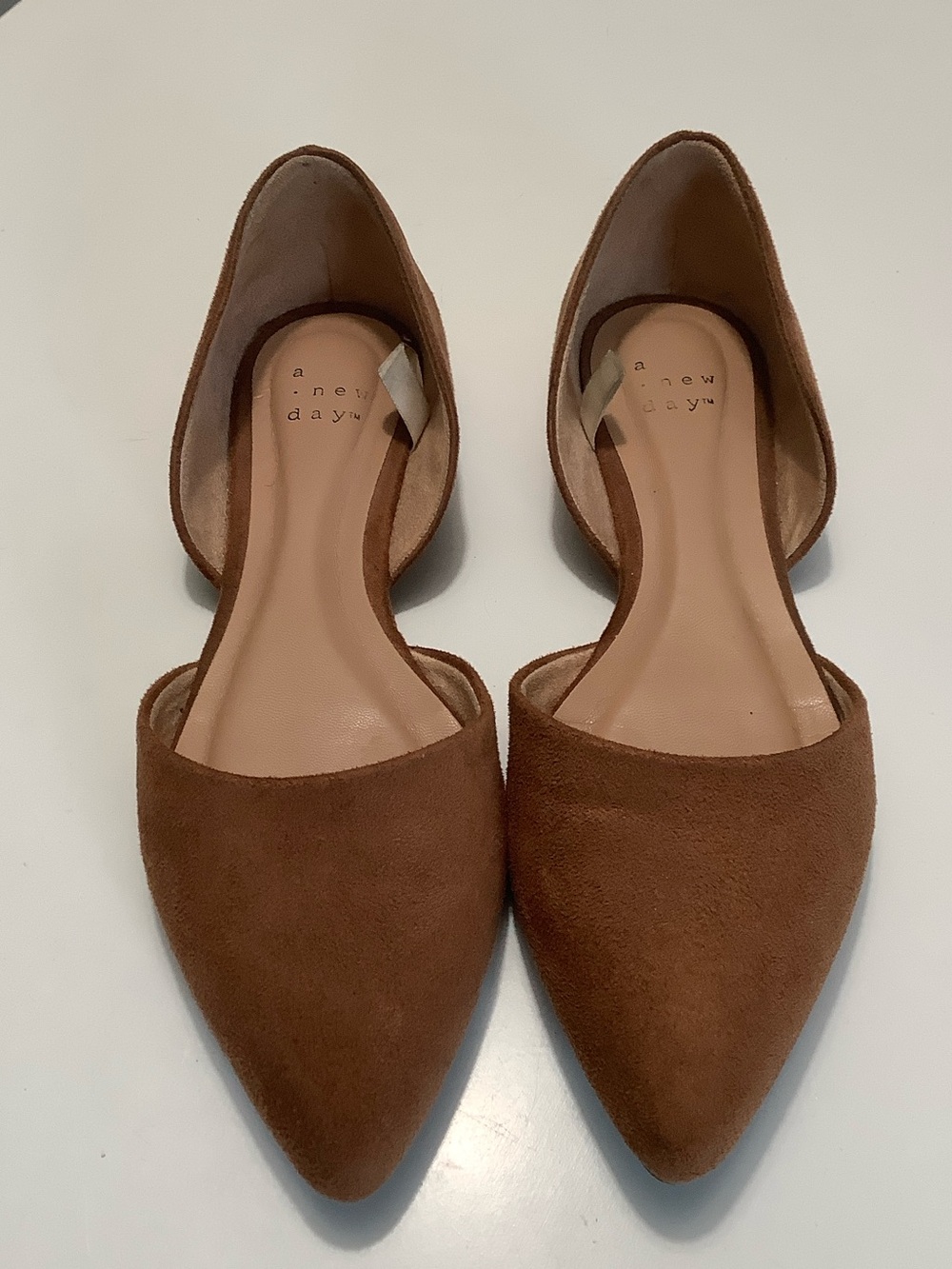 a new day Chestnut Brown Suede Pointed D'Orsay Flats